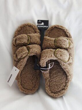 Sonoma Goods For Life Jinni Two Band Women's Slip-On Slippers S 6-7) Tan NWT!